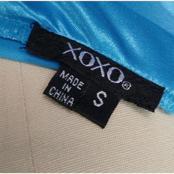 Vintage 90s Y2K Blue Satin Prom Dress Size S XOXO Strapless Grecian Formal Dance - Picture 8 of 10